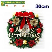30cm 聖誕花圈(仿真花圈掛)(門上窗戶道具 30cm 聖誕花圈(仿真花圈掛)(門上窗戶道具